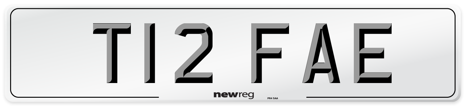 T12 FAE Number Plate from New Reg